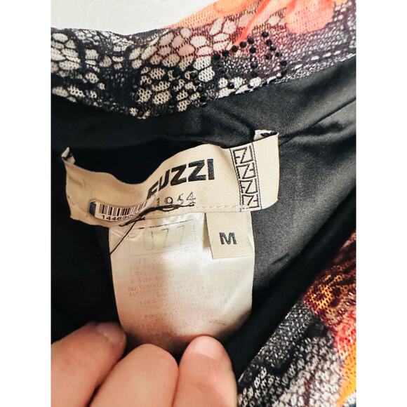 FUZZI Black Red Floral Strapless Lace Mesh Romper Size Medium - Picture 6 of 13